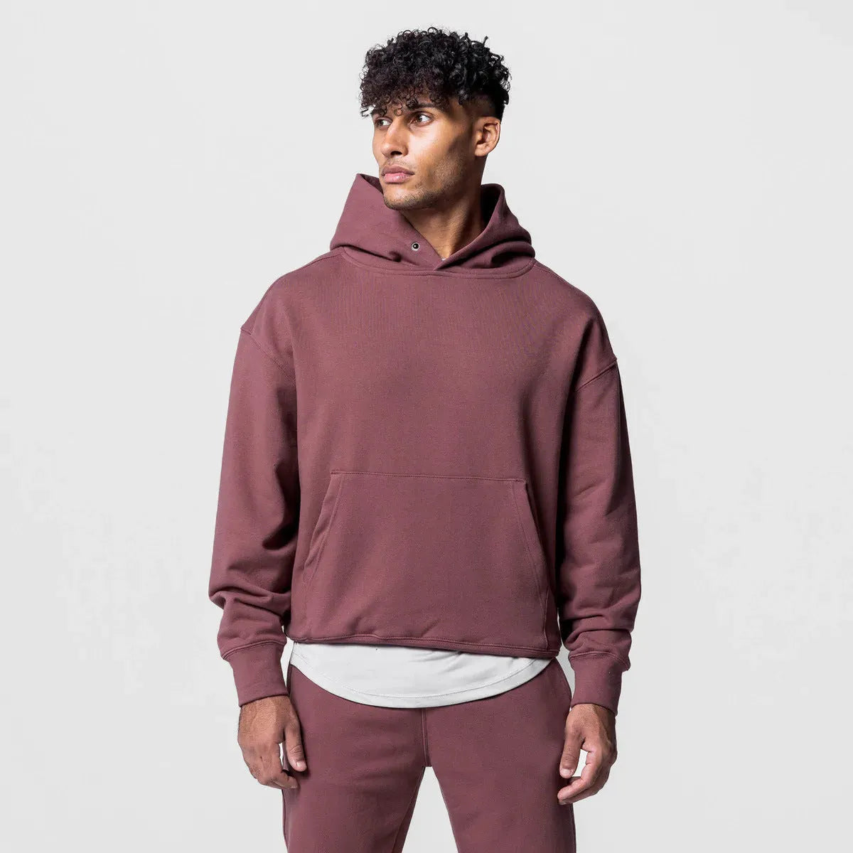 Loose American Style Exercise Workout Outfit Men's Trendy Casual Hooded Cotton Sweater Sweatpants Two-piece Set - Bellarte Enchanté Loose American Style Exercise Workout Outfit Men's Trendy Casual Hooded Cotton Sweater Sweatpants Two-piece Set